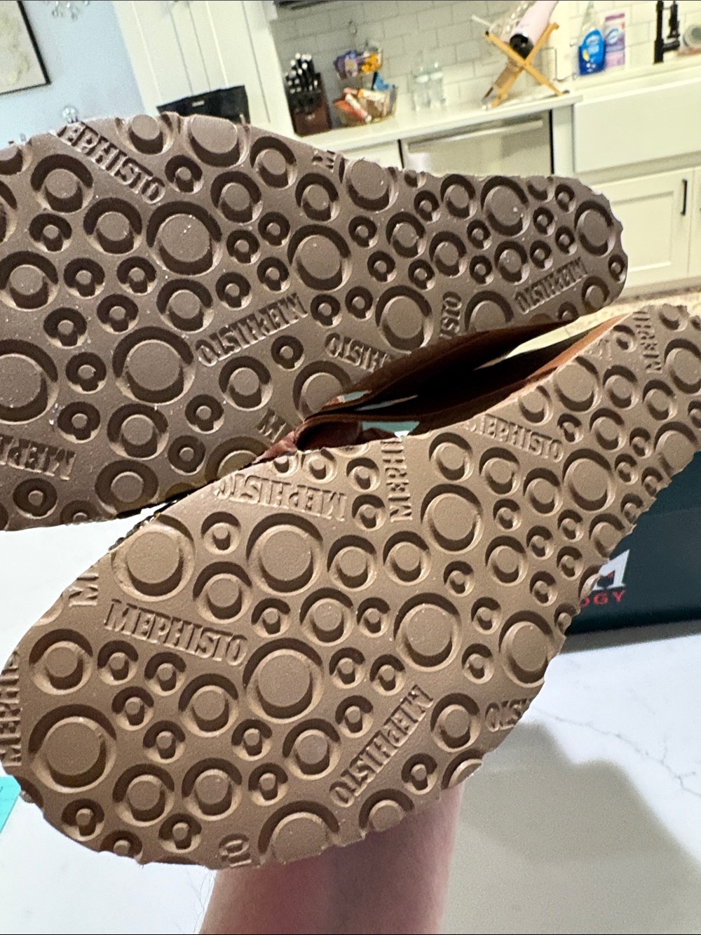 Mephisto Women's Tan Braided Strap Cork Wedge Sandals - Picture 6 of 6